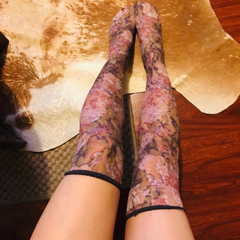 Thigh high floral stockings